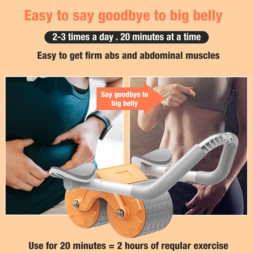 Ab Roller Set with Counter & Silent Knee Pad Mat for Exercise Gym