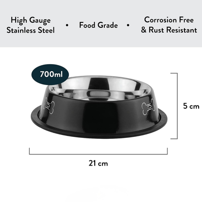 Pets Empire Anti-Skid Dog Food Bowl (200 ml) | Stainless Steel Dog Food & Water Feeding Bowl | Basic Pets Feeding Bowls - Perfect for Dogs, Puppy, Cat & Kittens | Medium (Buy 1, Get 1 Free)