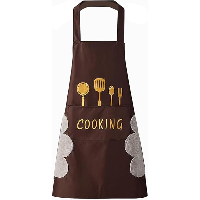 Polyester Home Use Apron - Free Size (Black, Pack of 2)