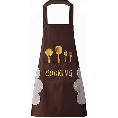 Polyester Home Use Apron - Free Size (Black, Pack of 2)