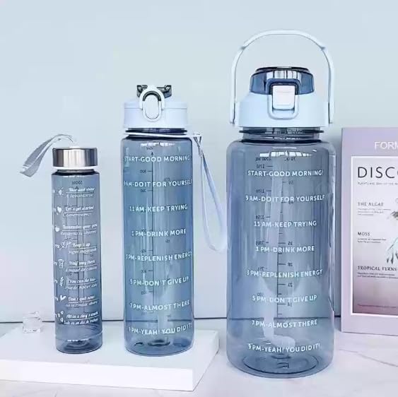 3 Transparent Water Bottle combo Leak Proof & Break-Proof