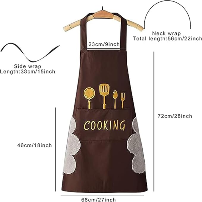 Polyester Home Use Apron - Free Size (Black, Pack of 2)
