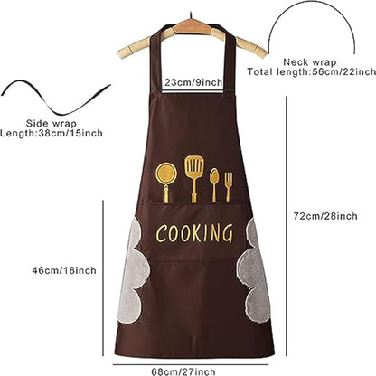 Polyester Home Use Apron - Free Size (Black, Pack of 2)