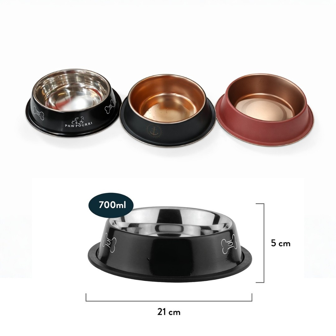 Pets Empire Anti-Skid Dog Food Bowl (200 ml) | Stainless Steel Dog Food & Water Feeding Bowl | Basic Pets Feeding Bowls - Perfect for Dogs, Puppy, Cat & Kittens | Medium (Buy 1, Get 1 Free)