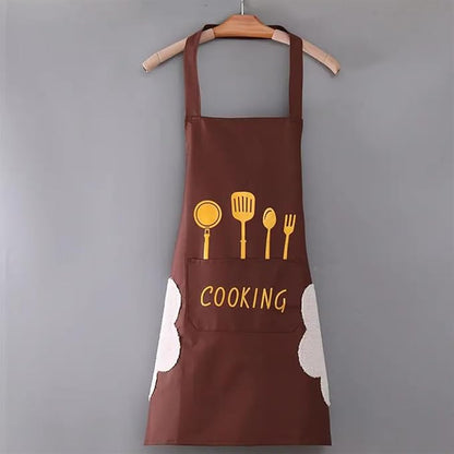 Polyester Home Use Apron - Free Size (Black, Pack of 2)