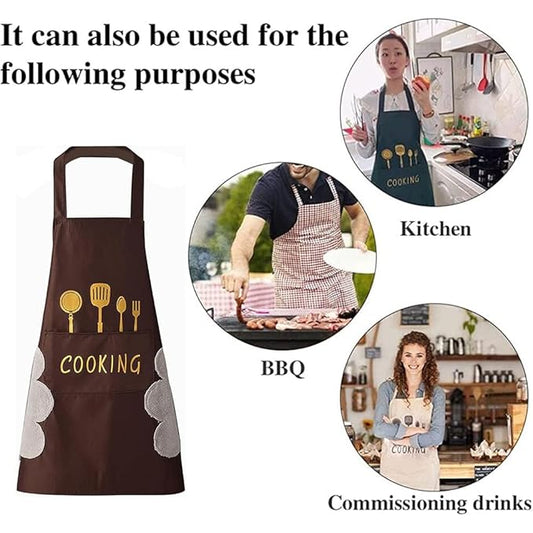 Polyester Home Use Apron - Free Size (Black, Pack of 2)