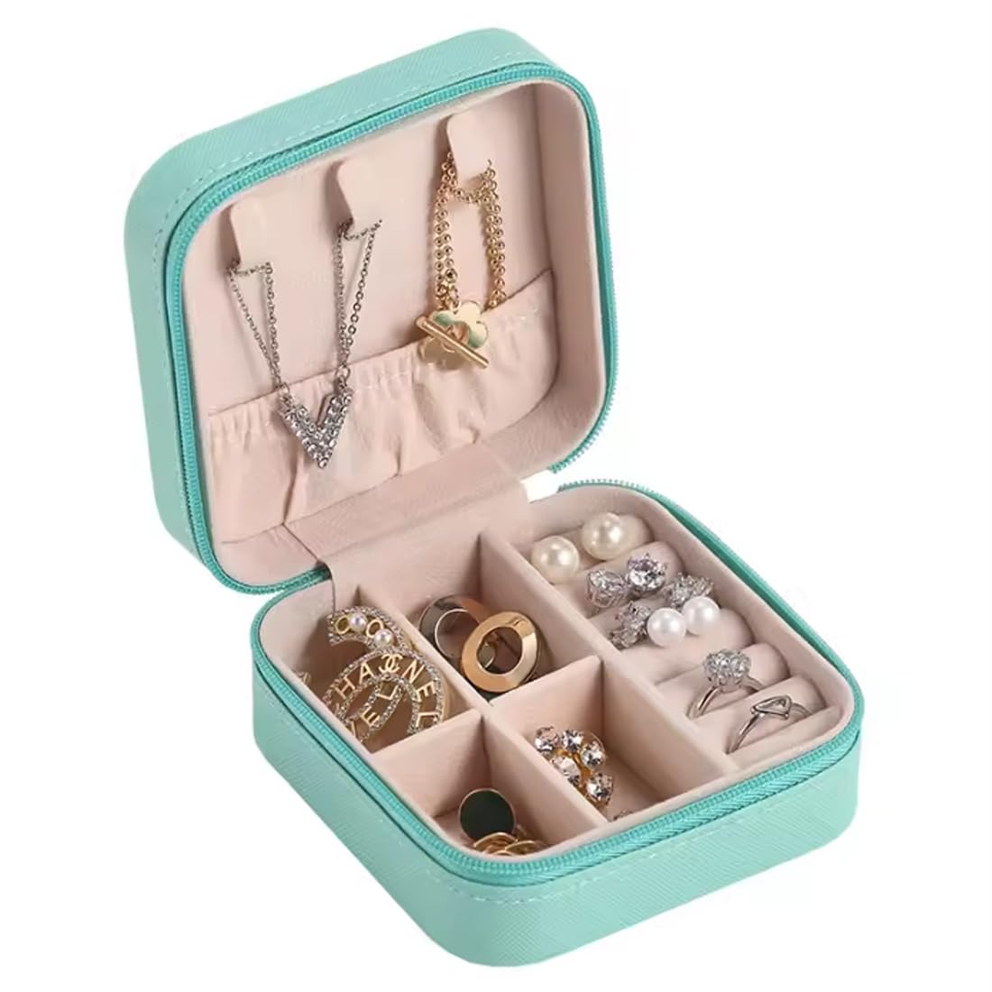 Leather Jewellery Ring Organizer JEWELERY Vanity Box