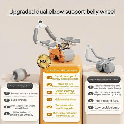 Ab Roller Set with Counter & Silent Knee Pad Mat for Exercise Gym