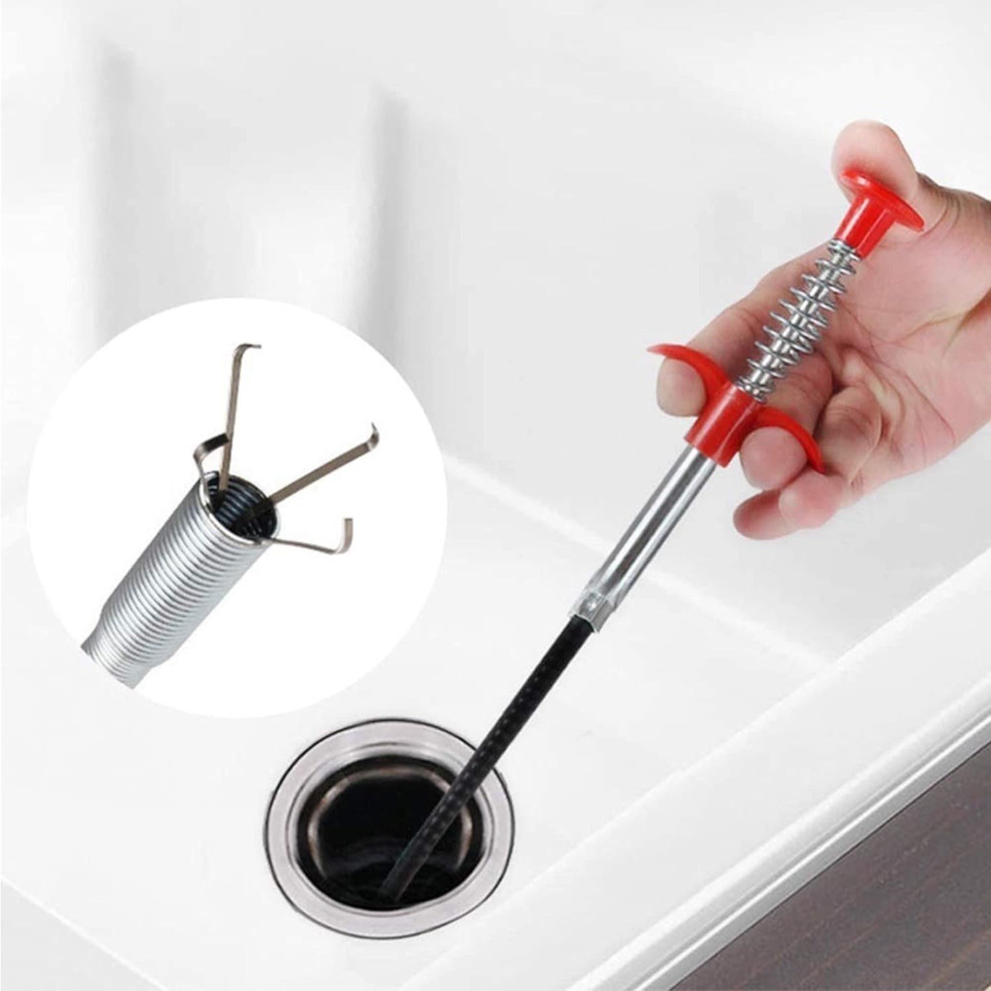 90 CM Drain Wire for Basin Pipe, Hair Catching, Sink Cleaning Crystal Drain opener (1 ml)