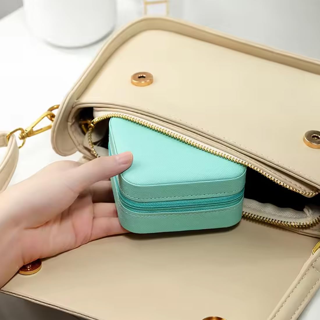 Leather Jewellery Ring Organizer JEWELERY Vanity Box