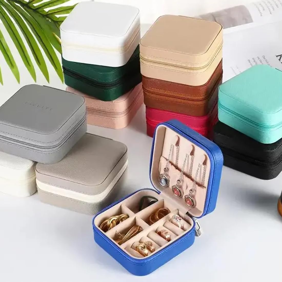 Leather Jewellery Ring Organizer JEWELERY Vanity Box