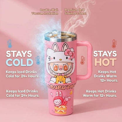 Kawaii Stainless Steel Tumbler with Handle & Straw