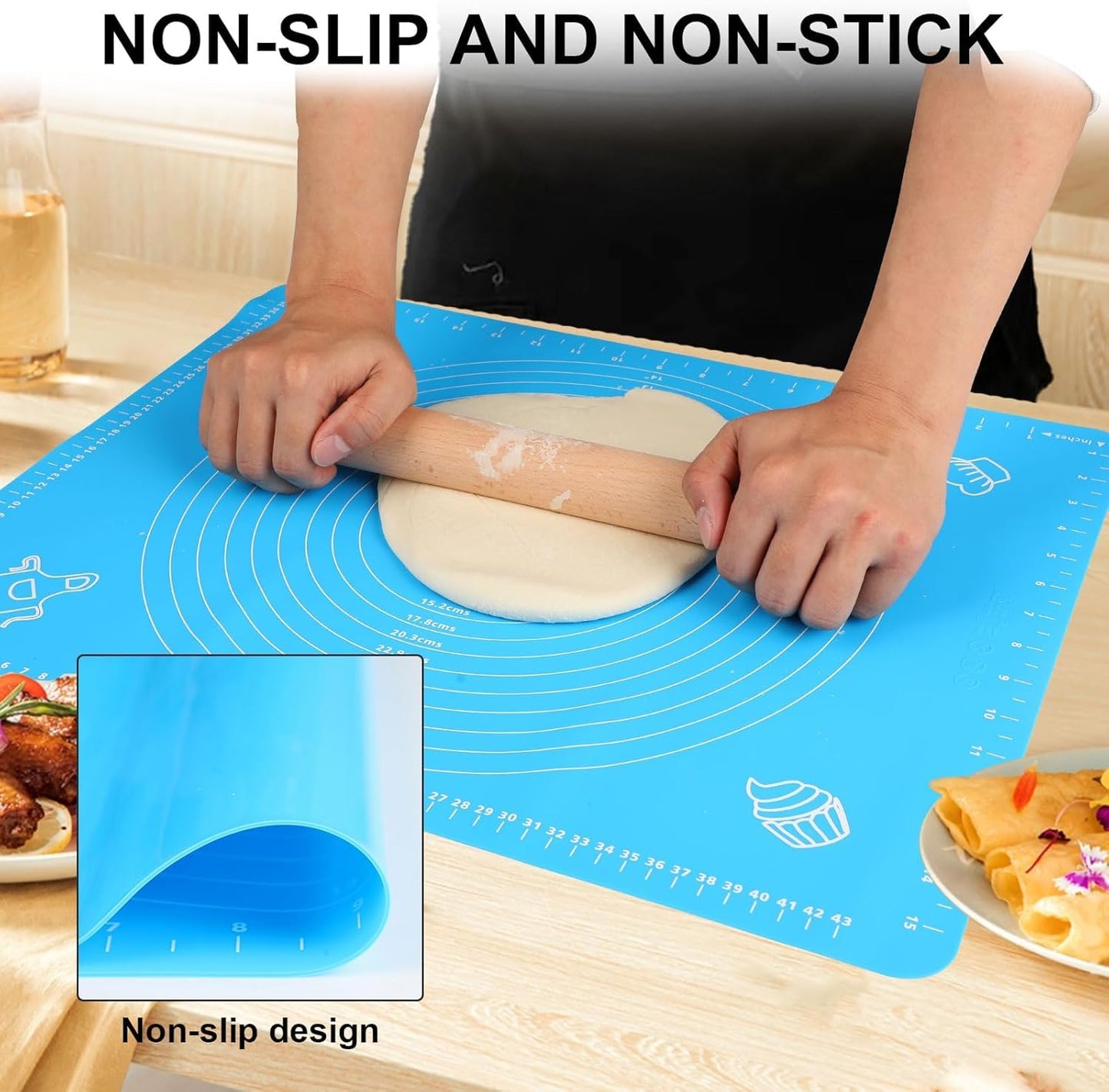 Non-Stick Fondant Rolling Mat Stretchable for Kitchen Roti Chapati (Baking Mat 50 * 40 cm)