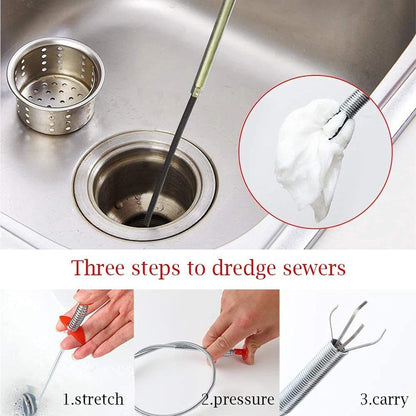 90 CM Drain Wire for Basin Pipe, Hair Catching, Sink Cleaning Crystal Drain opener (1 ml)
