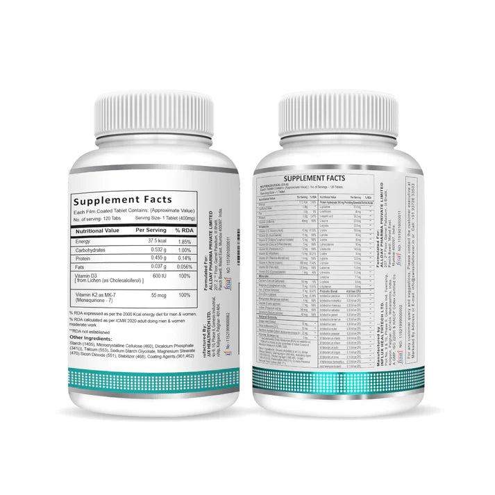 SwissLife Forever Combo Pack of Vitamin D3 +k2 Tablets with Biotin Probiotics Tablets (120 Tablets Each)
