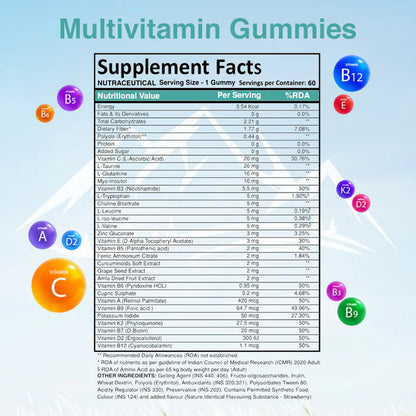 SwissLife Forever Multivitamin Gummies with Folic Acid & Vitamin C | Enriched with Vitamins A, D, E, B6, B9, B12 | Sugar-Free | Supports Immunity & Overall Health | 60 Veg Gummies