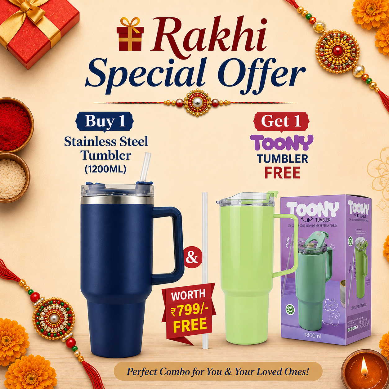 Buy 1 Stainless Steel Tumbler Get 1 Toony Tumbler Free Any Color