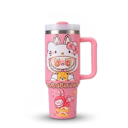 Kawaii Stainless Steel Tumbler with Handle & Straw