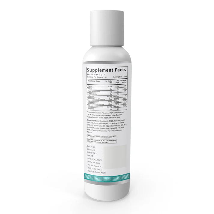 SwissLife Forever L-Carnitine Liquid | With Vitamin B Complex | May Support Healthy Nervous System, Stress Management & Focus | For Men & Women | 450ML