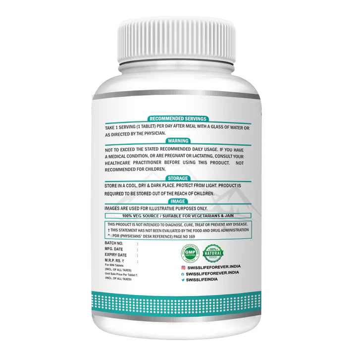 SwissLife Forever Nerve Care Tablets | With Curcumate™ 95 (Curcumin), Coenzyme Q10 & Alpha Lipoic Acid | Supports Nerve Health, Bone Strength, Eye & Skin Wellness | For Men & Women | 60 Tablets