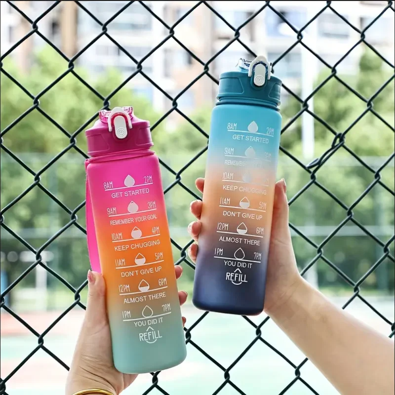 Motivational Sipper Water Bottle with Straw & Time Marker 900 ml