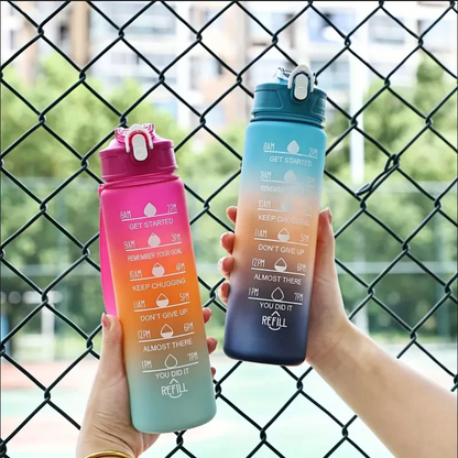 Motivational Sipper Water Bottle with Straw & Time Marker 900 ml