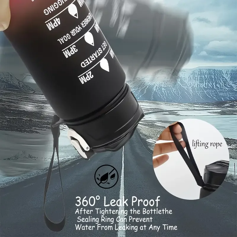 Motivational Sipper Water Bottle with Straw & Time Marker 900 ml
