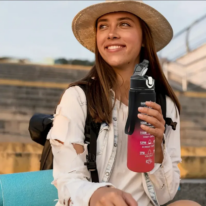 Motivational Sipper Water Bottle with Straw & Time Marker 900 ml