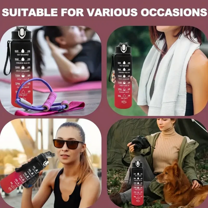 Motivational Sipper Water Bottle with Straw & Time Marker 900 ml