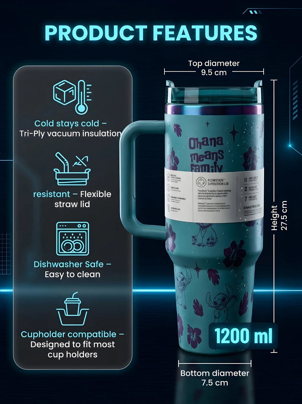 Customised Stitch Tumbler 1200ML (STAINLESS STEEL)